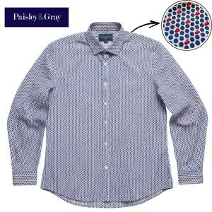 Paisley & Gray Men's Cherry Polka Dot Slim Fit Button Up Shirt Stretch | Size XL